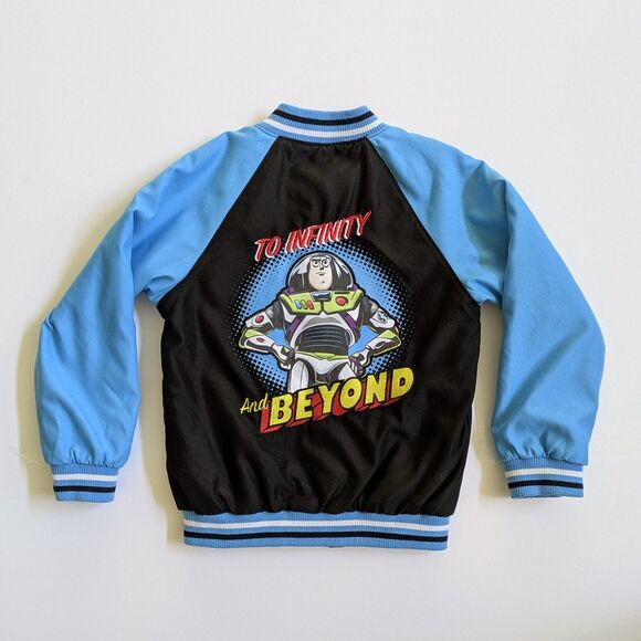 Disney Toy Story Buzz Lightyear Alien Varsity Bomber Jacket Kids 5/6 Insulated - Picture 1 of 8